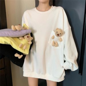 Bear Pocket Loose Sweatshirt - Modakawa Modakawa